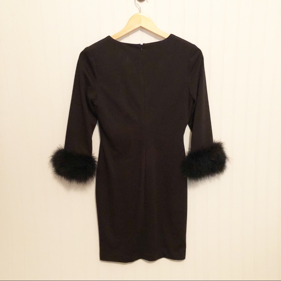 Calvin Klein Black Cocktail Dress Feather Cuff - Picture 5 of 5